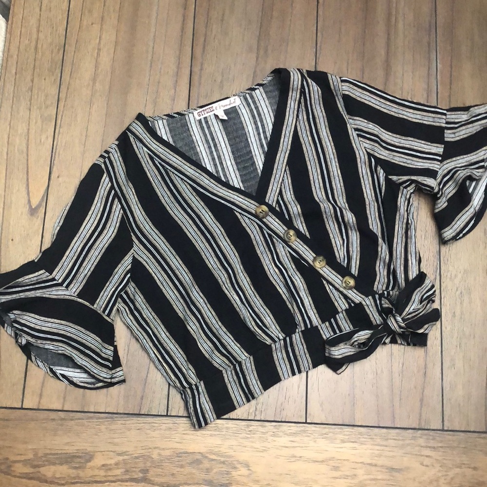 Black and white striped crop top